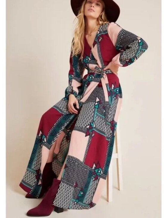 Anthropologie Dresses & Skirts - NWT Anthropologie Porridge Virginia Wrap Patchwork Print Maxi in Women's Large